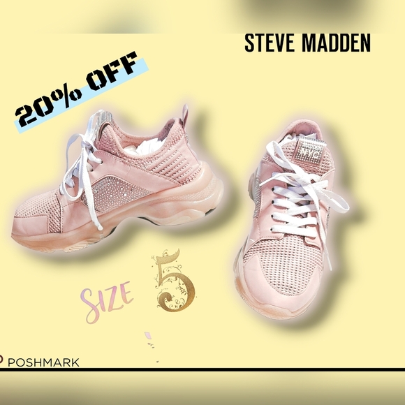 CUTE STEVE MADDEN Women's Sneakers in Blush Pink Size 5 (RUN BIG, THEY FIT 7.5) - Picture 2 of 8